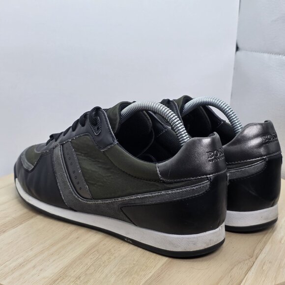 Hugo Boss Maze Low Sneakers US 8 Black Leather Fabric Casual Shoes UK 7 EU 41 - Picture 7 of 10